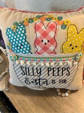Silly Peeps Easter Embroidered Decorative Pillow - Multicolor. NWT💙💗💚💛💐